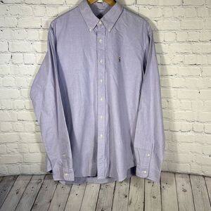 Ralph Lauren Mens Flesh Color Pony Custom Fit Purple Shirt  Button Down Shirt XL